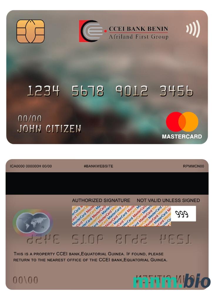 Equatorial Guinea CCEI bank przykład karty mastercard w formacie PSD